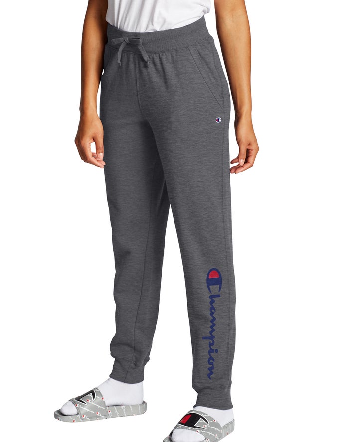 Champion Womens Joggers NZ - Powerblend Fleece Script Logo Dark Grey ( 6905-NMRIJ )